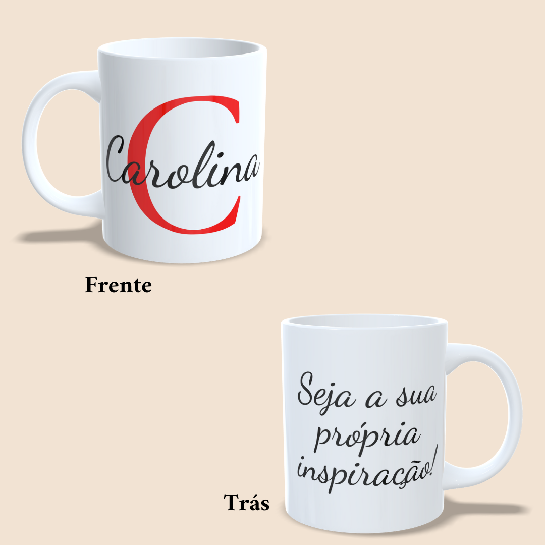 Caneca - Inicial, Nome e Frase