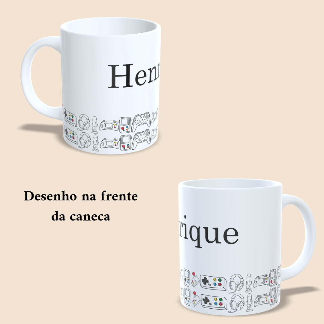 Caneca - Nome e Padrão Controles de Jogos