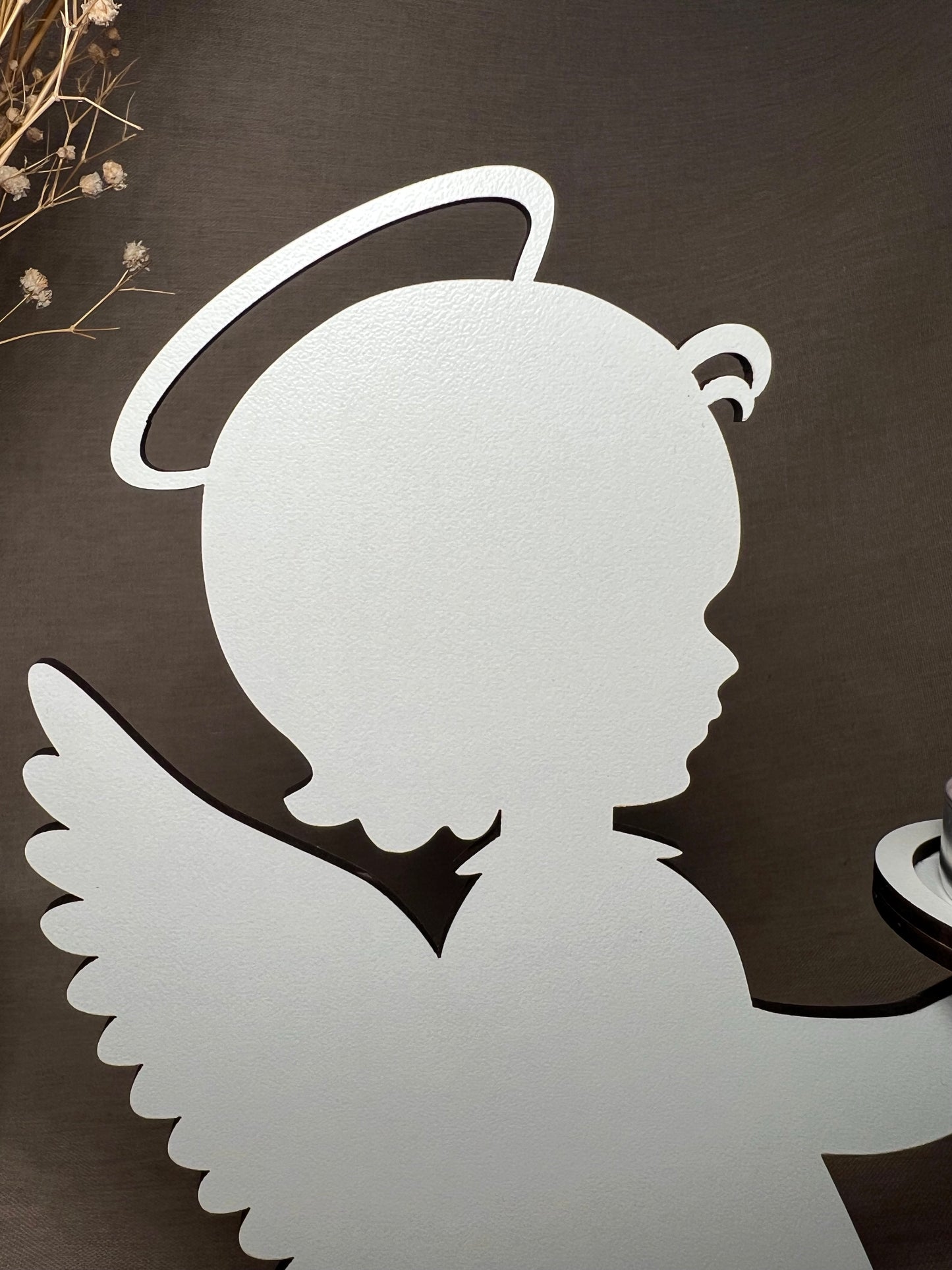 Anjo Decorativo Menina com Suporte de Vela