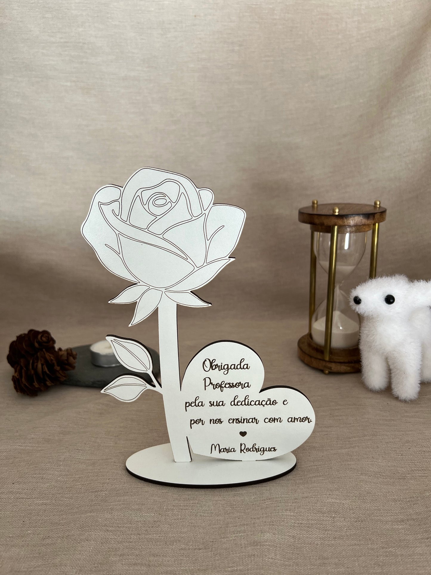 Rosa com Coração e Dedicatória