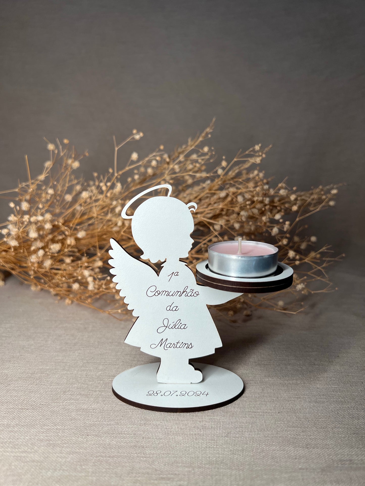 Anjo Menina ou Menino com suporte de velas
