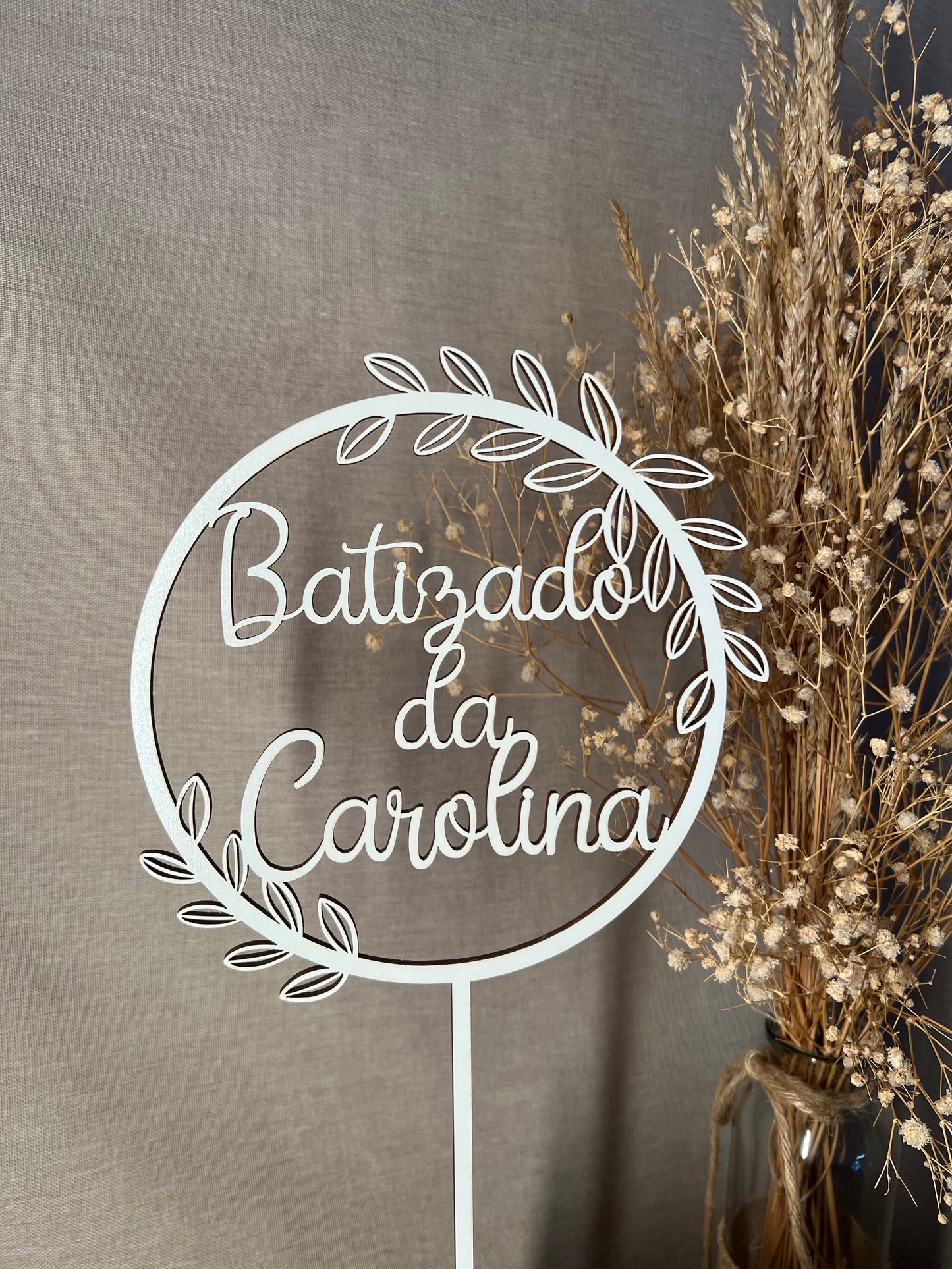 Topo de Bolo Batizado com Nome