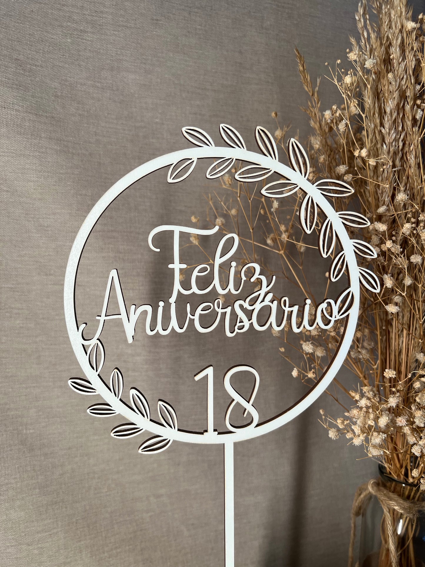 Topo de Bolo Feliz Aniversário com Idade