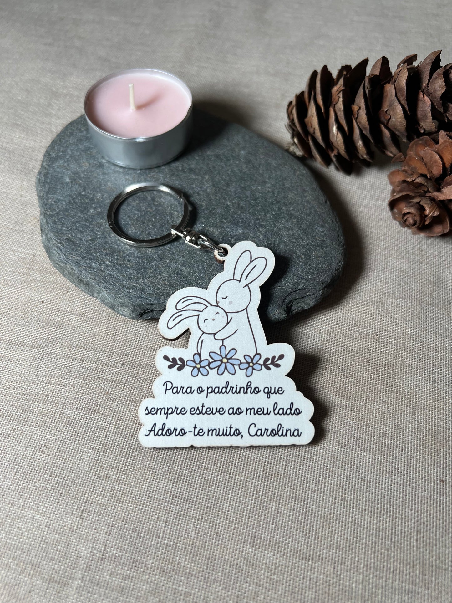 Porta Chaves Coelhinhos com Frase Padrinho