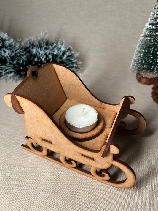 Trenó Decorativo com Suporte de Vela