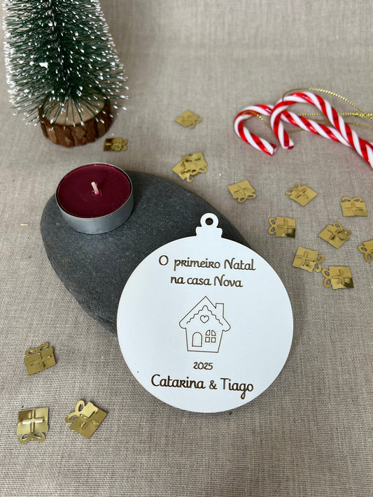 Bola de Natal - 1º Natal Casa Nova Texto Gravado