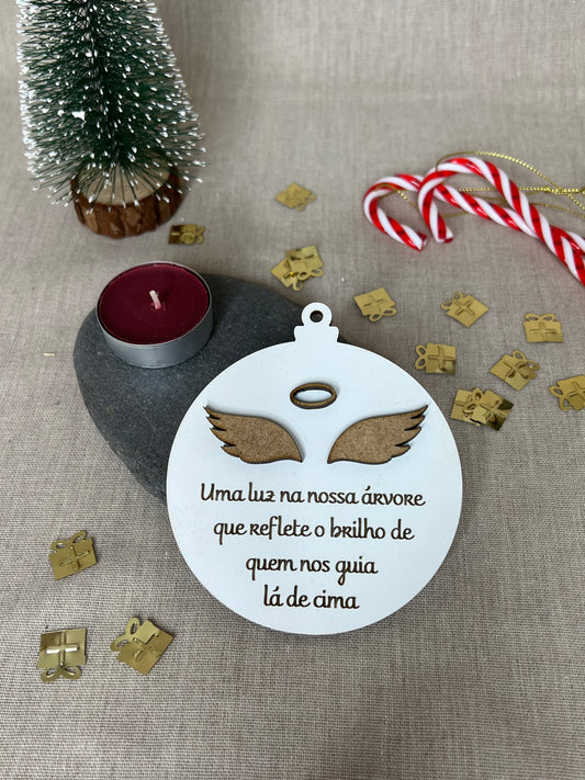 Bola de Natal - Asas de Anjo e Mensagem