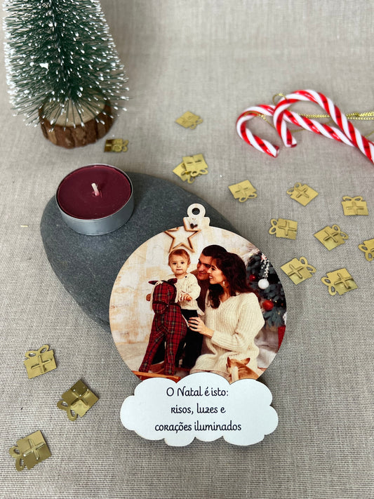 Bola de Natal - Foto e Frase Personalizada