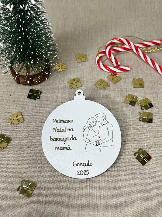 Bola de Natal - Primeiro Natal com Texto Gravado e personalizado