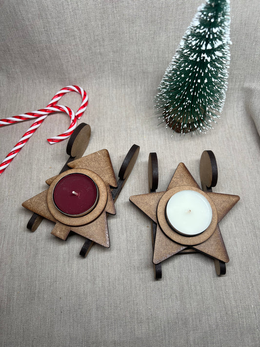Suporte de Vela Trenó de Natal — Estrela ou Pinheiro