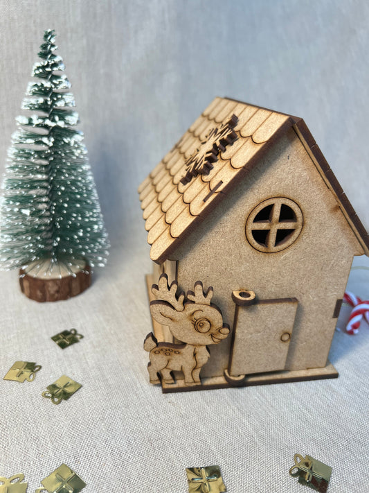 Casa de Natal para Pintar e Montar — Kit Criativo com Apliques e tinta🎨